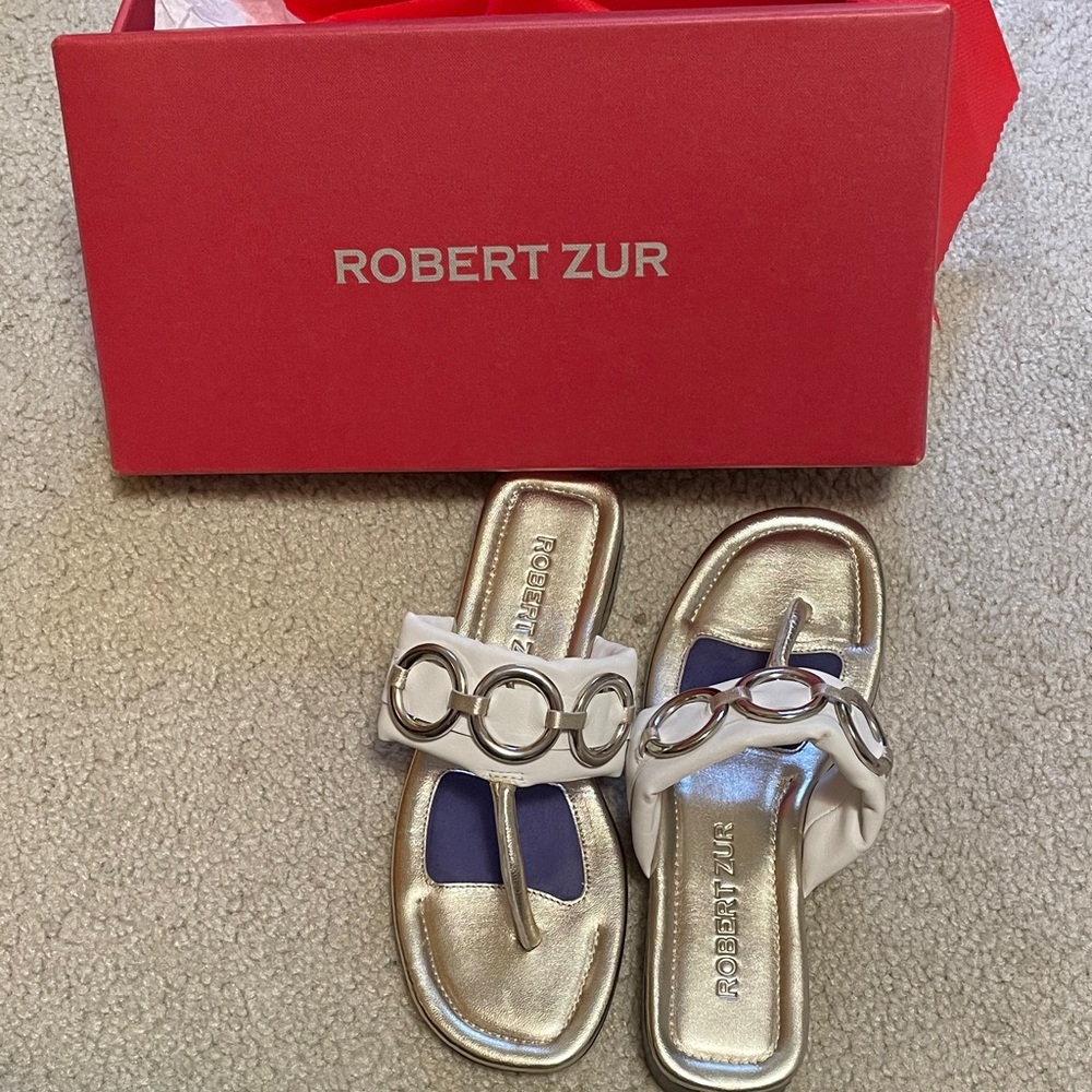 Robert Zur Kai Gold and White Sandals